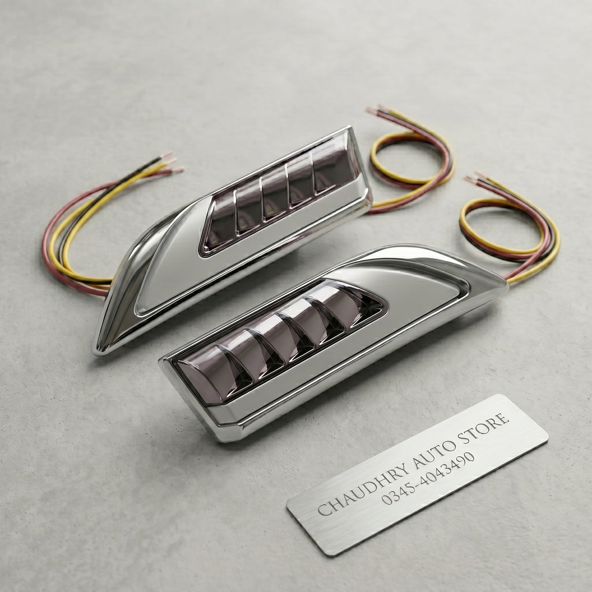 Universal Chrome Car Side Fender Marker Lamp With Audi Style Indicator And White DRL 2 Pcs Set