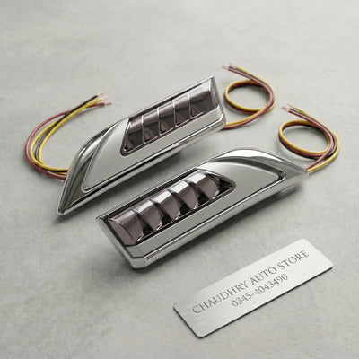 Universal Chrome Car Side Fender Marker Lamp With Audi Style Indicator And White DRL 2 Pcs Set
