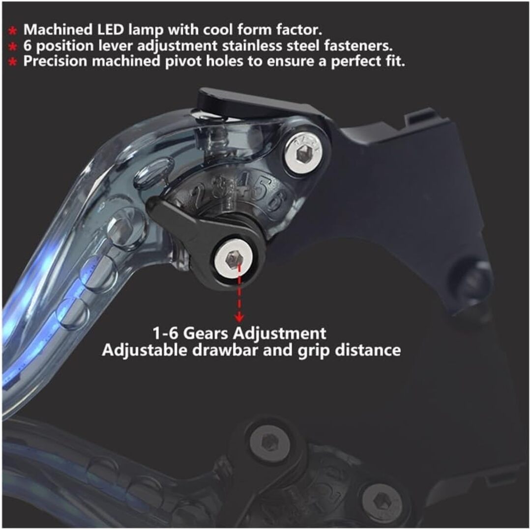 Universal DRL And Indicator Function 6 Position Adjustable Brake & Clutch Lever For Honda CG 125 2 Pcs Set (Black)