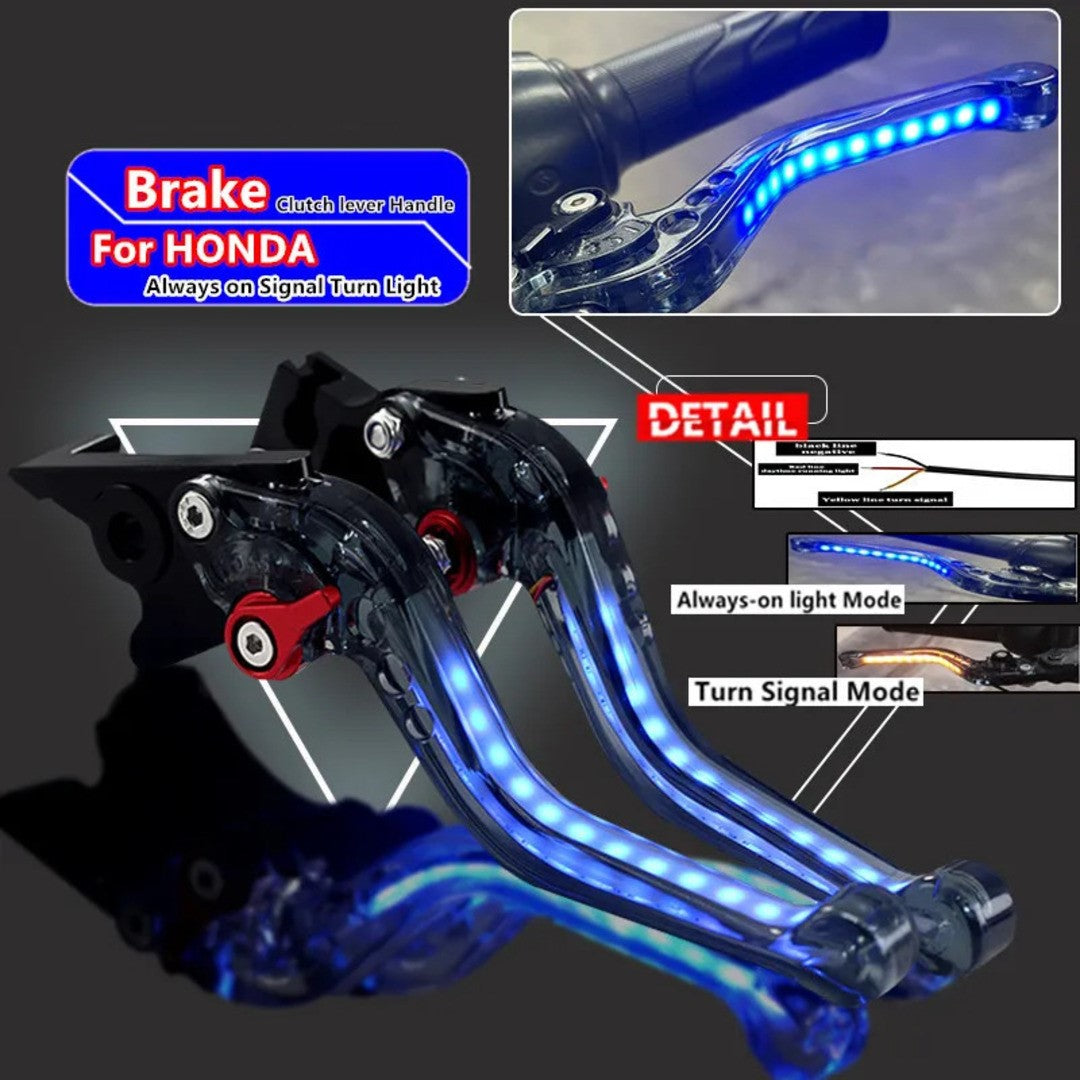 Universal DRL And Indicator Function 6 Position Adjustable Brake & Clutch Lever For Honda CG 125 2 Pcs Set (Black)