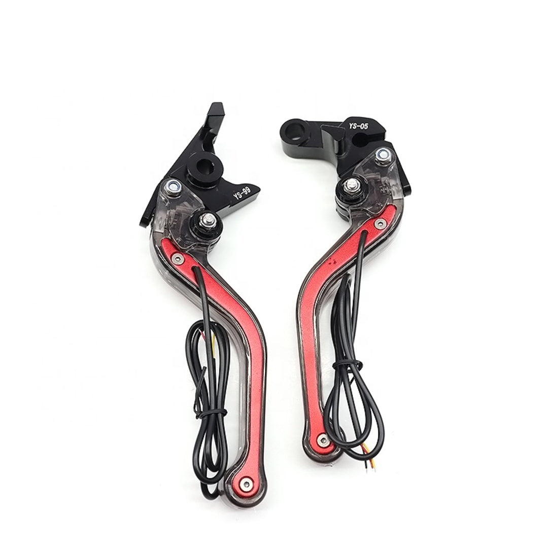 Universal DRL And Indicator Function 6 Position Adjustable Brake & Clutch Lever For Honda CG 125 2 Pcs Set (Red)