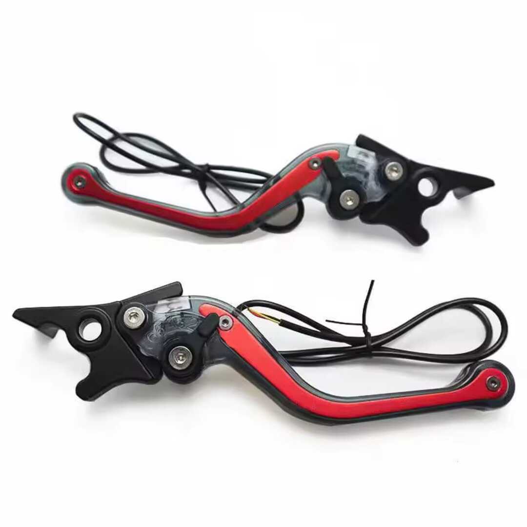 Universal DRL And Indicator Function 6 Position Adjustable Brake & Clutch Lever For Honda CG 125 2 Pcs Set (Red)