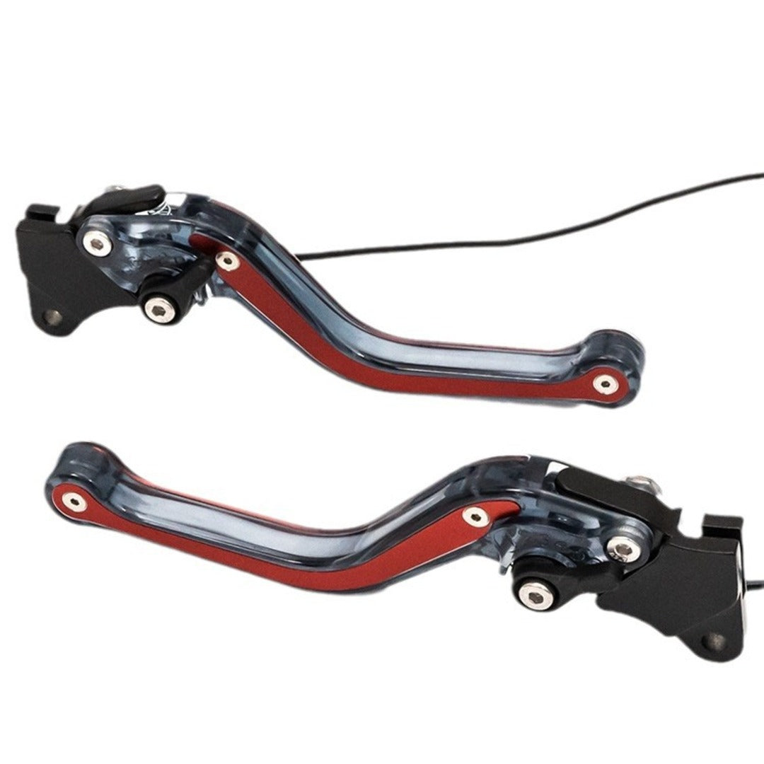 Universal DRL And Indicator Function 6 Position Adjustable Brake & Clutch Lever For Honda CG 125 2 Pcs Set (Red)