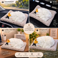 Universal Dashboard Car Sleeping Cat On Carpet Big White