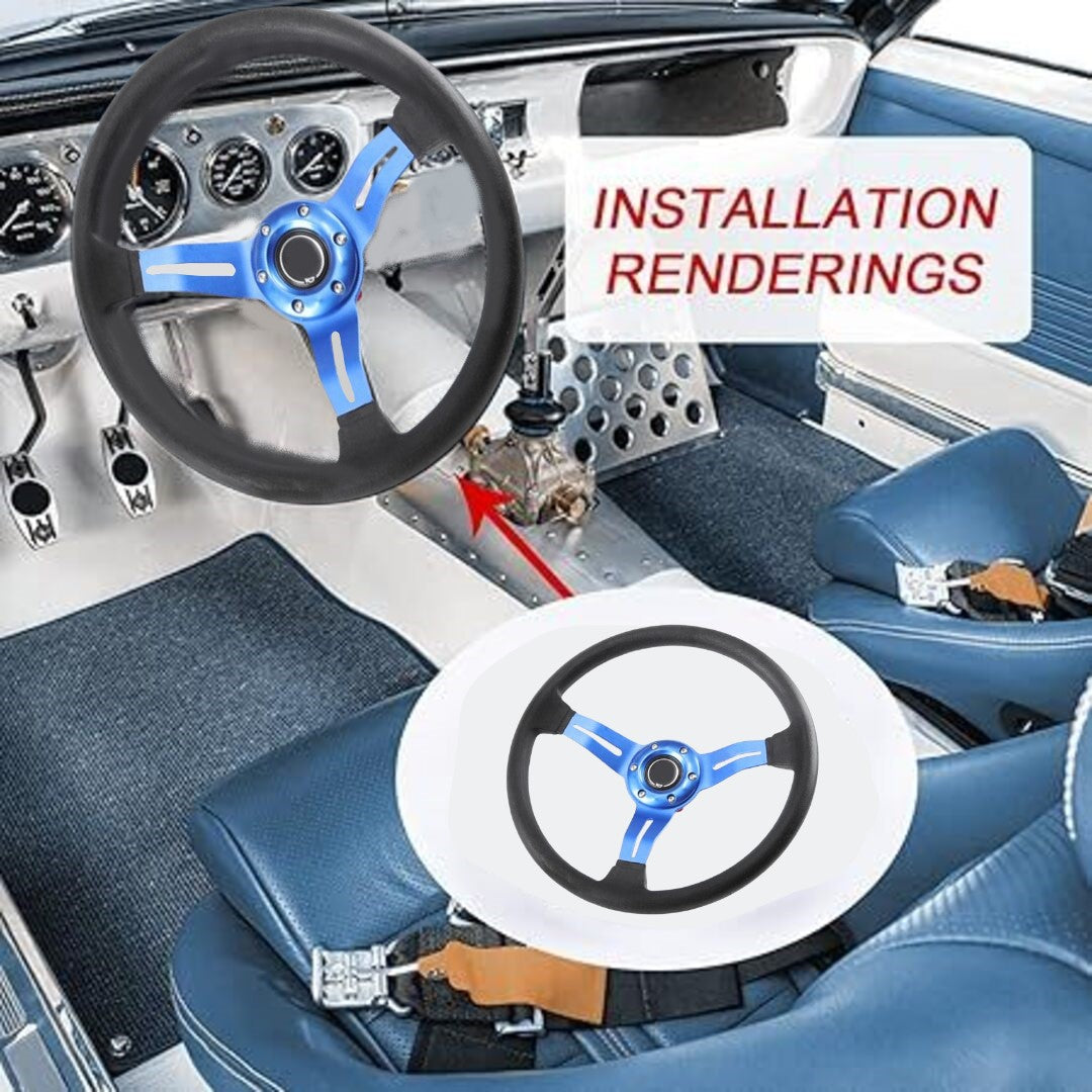Universal Deep Dish Premium Quality High Gloss Steering Blue 1 Pc