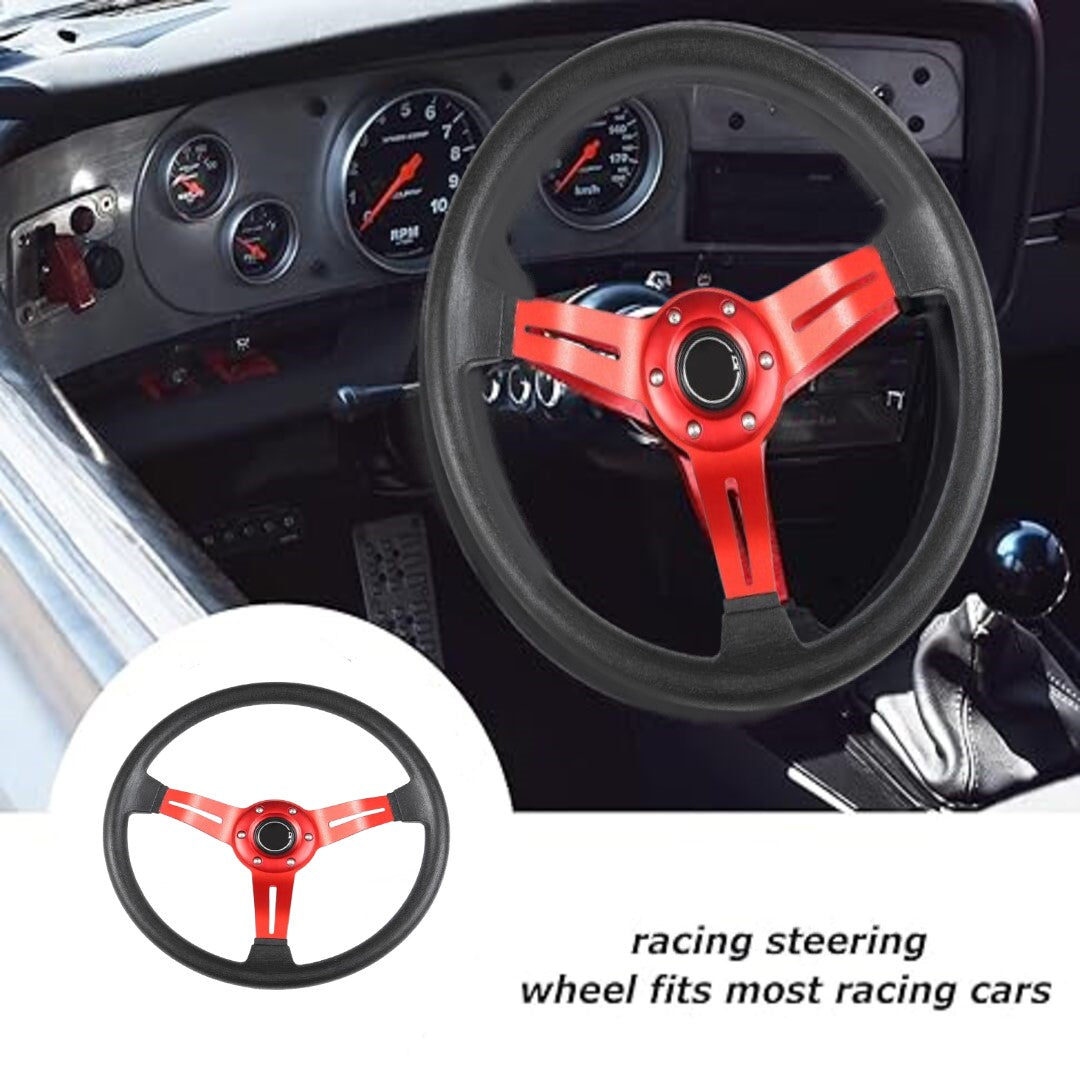 Universal Deep Dish Premium Quality High Gloss Steering Red 1 Pc