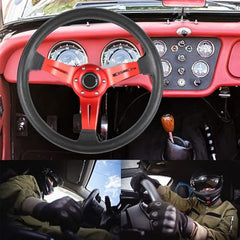 Universal Deep Dish Premium Quality High Gloss Steering Red 1 Pc
