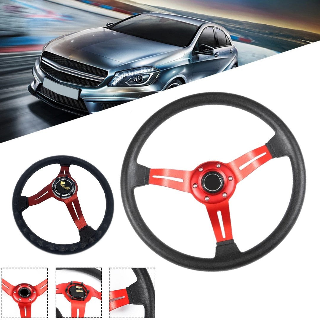 Universal Deep Dish Premium Quality High Gloss Steering Red 1 Pc