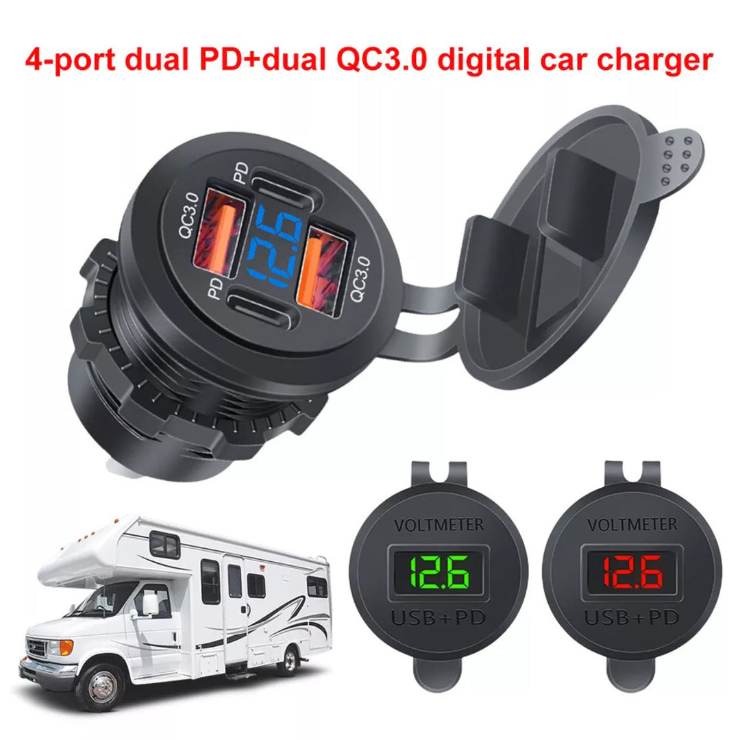 Universal Dual PD Dual QC 3.0 USB Car Charger 80W Fast Charging 1 Pc