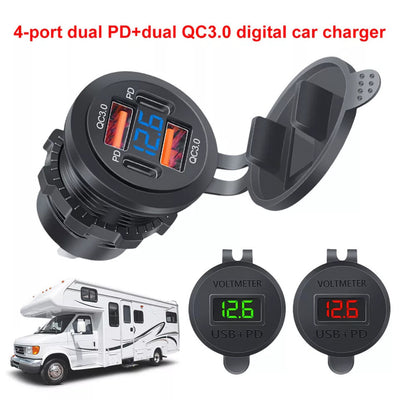 1 Pc Universal Dual PD Dual QC 3.0 USB Car Charger 80W Fast Charging