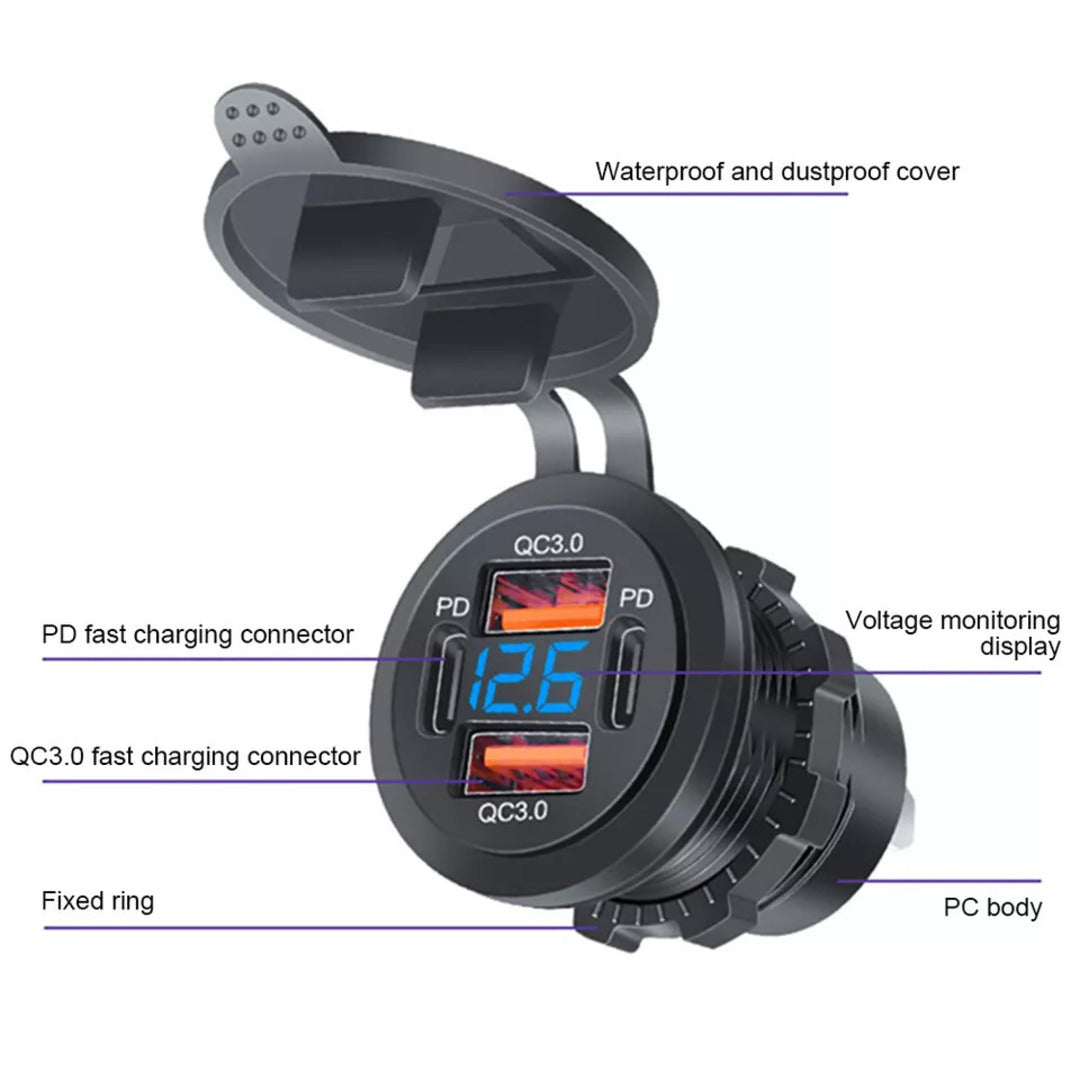 Universal Dual PD Dual QC 3.0 USB Car Charger 80W Fast Charging 1 Pc