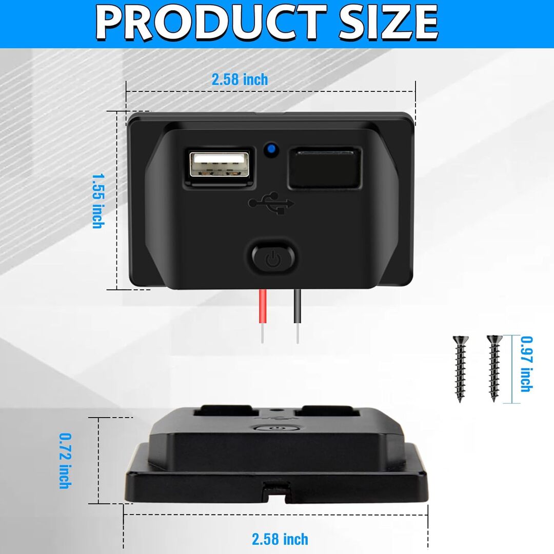 Universal Dual USB Socket Car Charger Quick Charge Socket Panel with Spring Cover And Switch 12V-24V 1 Pc
