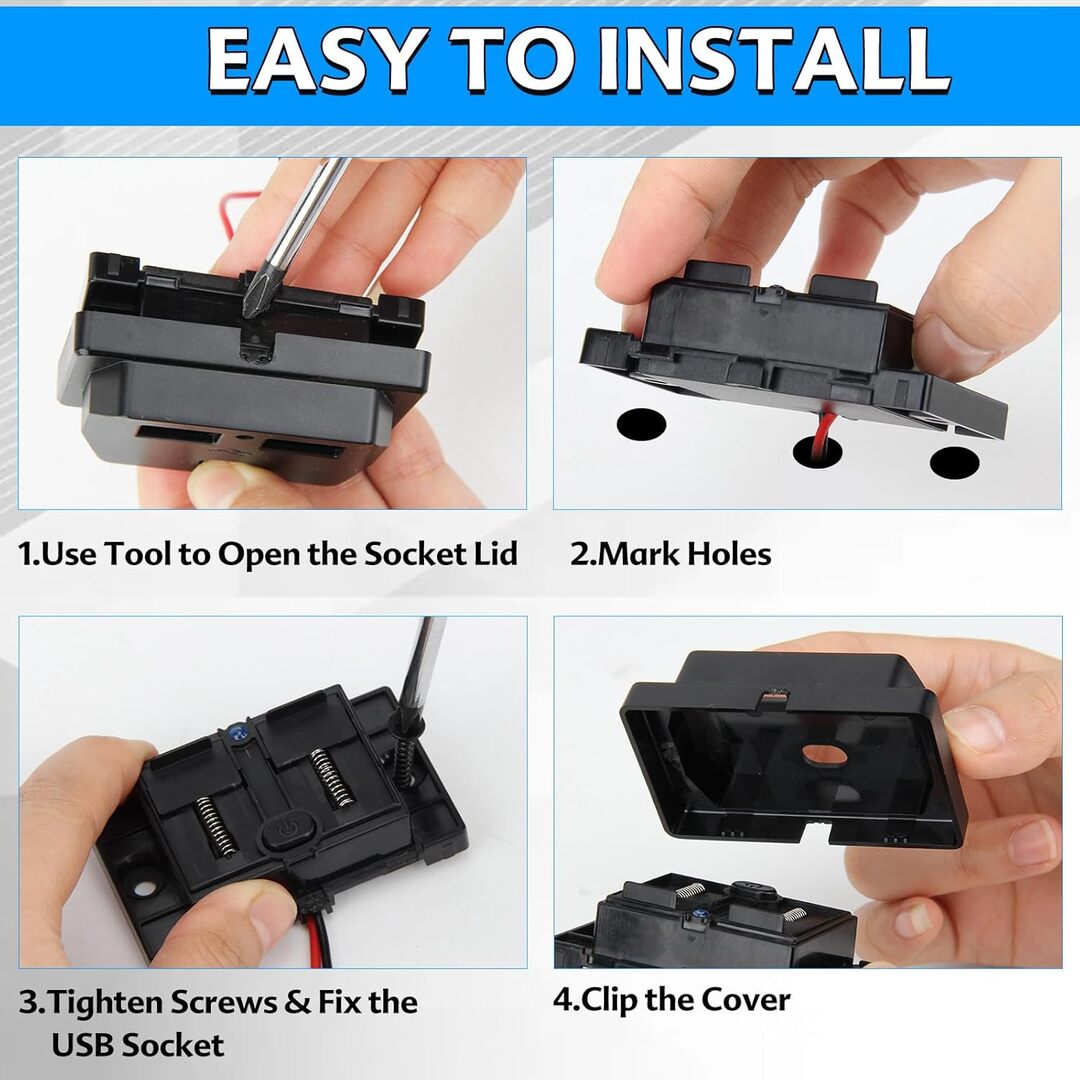 Universal Dual USB Socket Car Charger Quick Charge Socket Panel with Spring Cover And Switch 12V-24V 1 Pc