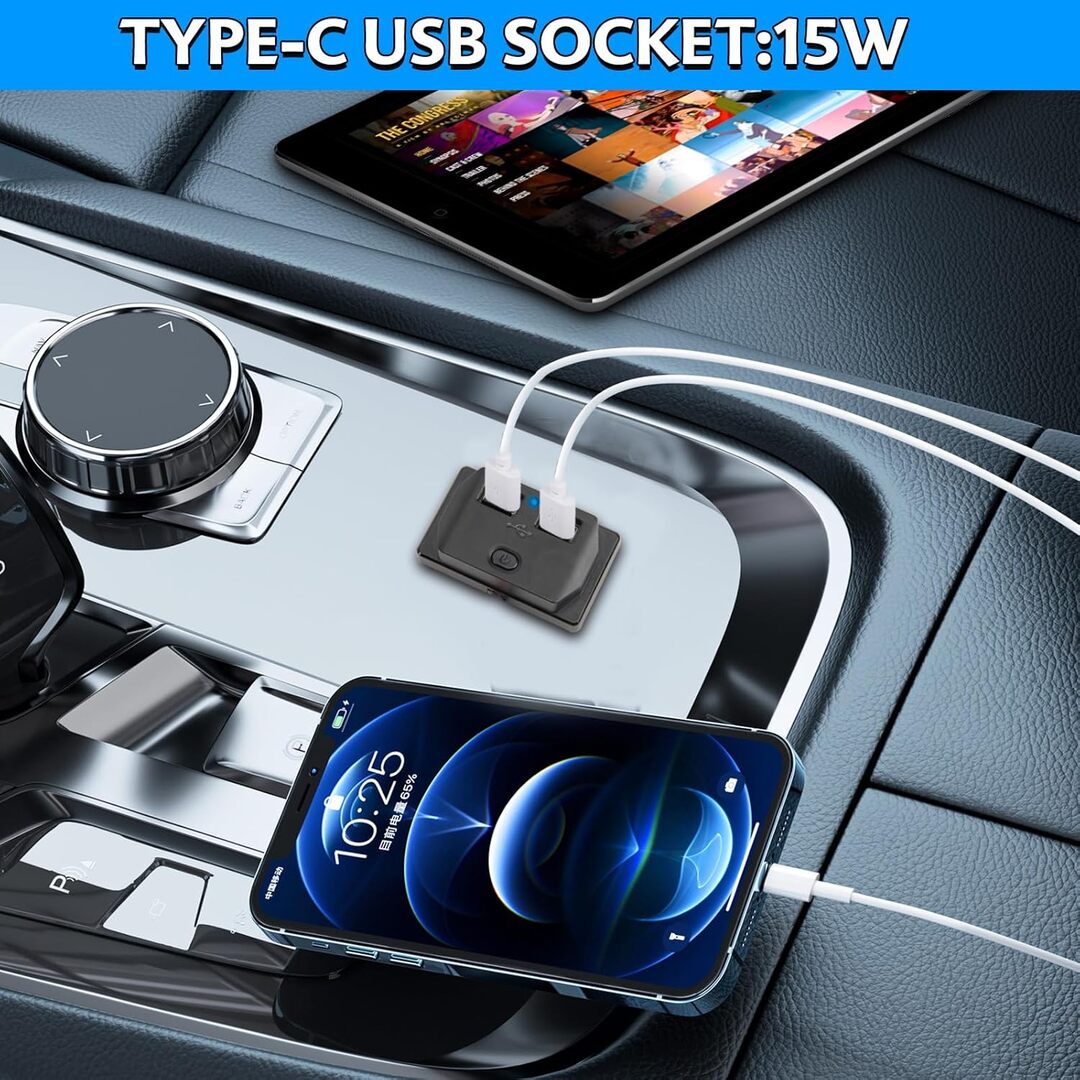 Universal Dual USB Socket Car Charger Quick Charge Socket Panel with Spring Cover And Switch 12V-24V 1 Pc
