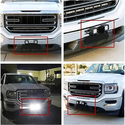 Universal Front Bumper License Plate Mount Bracket 4x4 LED Work Light Fog Light Holder