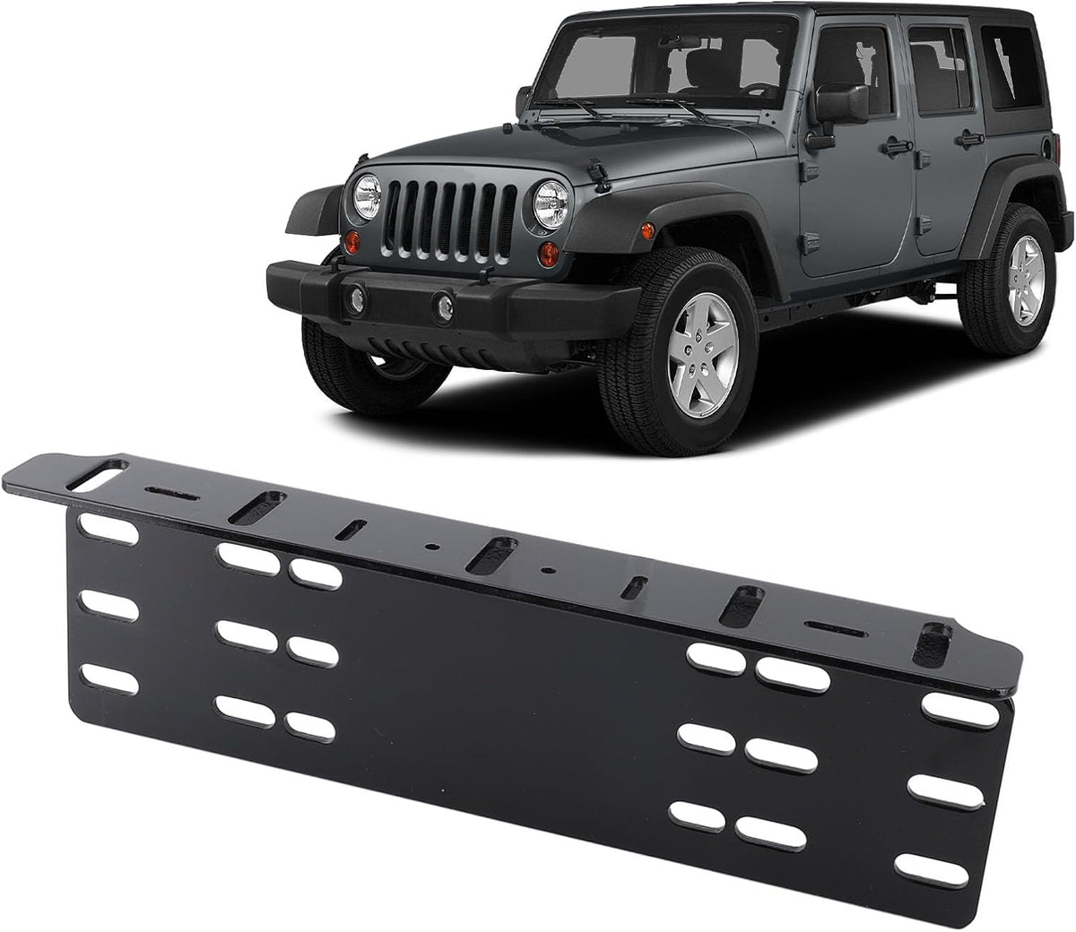 Universal Front Bumper License Plate Mount Bracket 4x4 LED Work Light Fog Light Holder