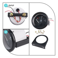 Universal Fuel Level Gauge with LED Backlight & Bracket – 2 Inch Auto Fuel Level Meter