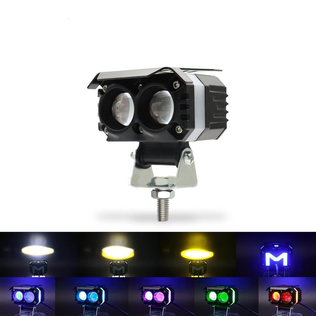 2 Pcs Set Universal HJG 2 SMD Fog Light Dual Color With RGB Function in Metal Body