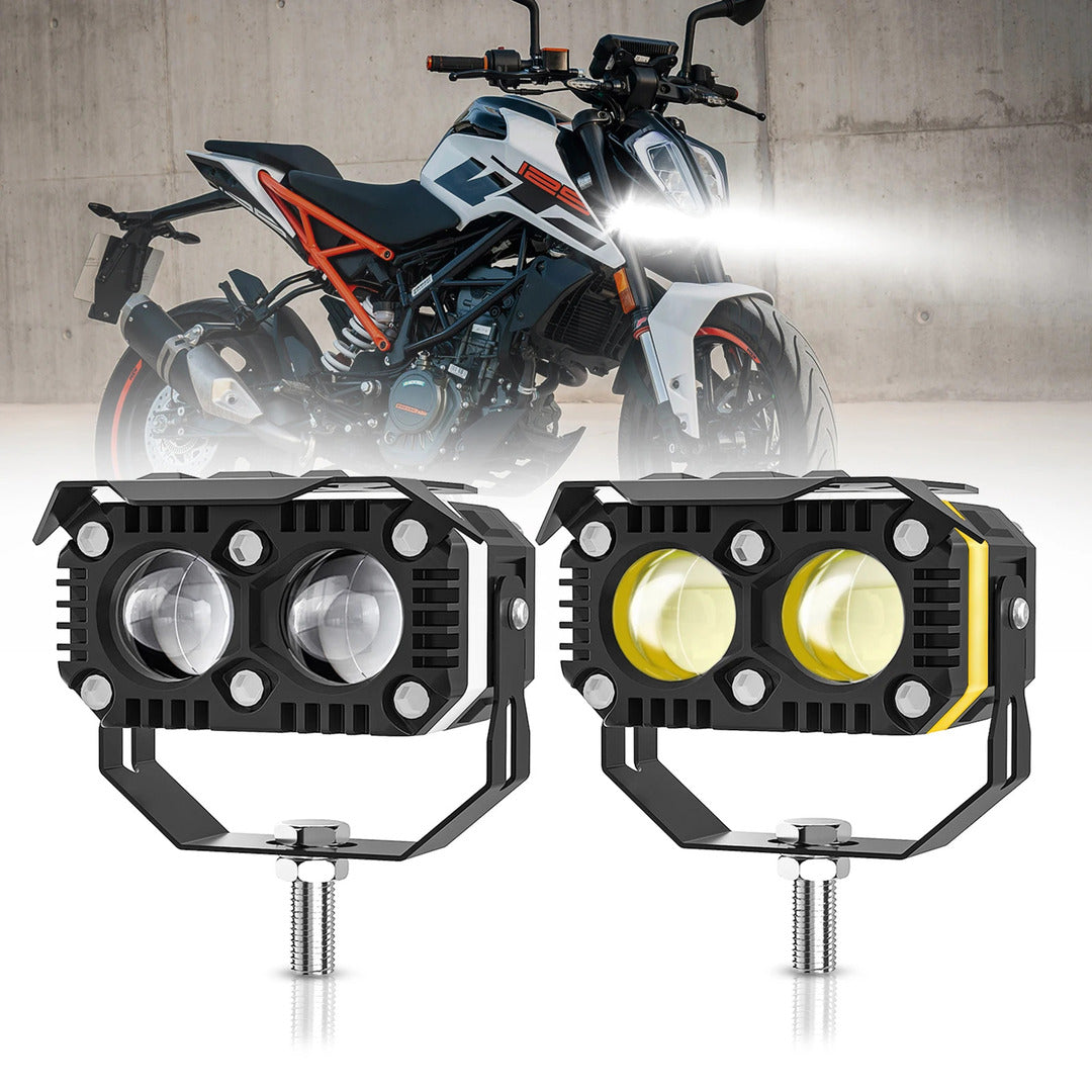 2 Pcs Set Universal HJG 2 SMD Fog Light Dual Color With RGB Function in Metal Body