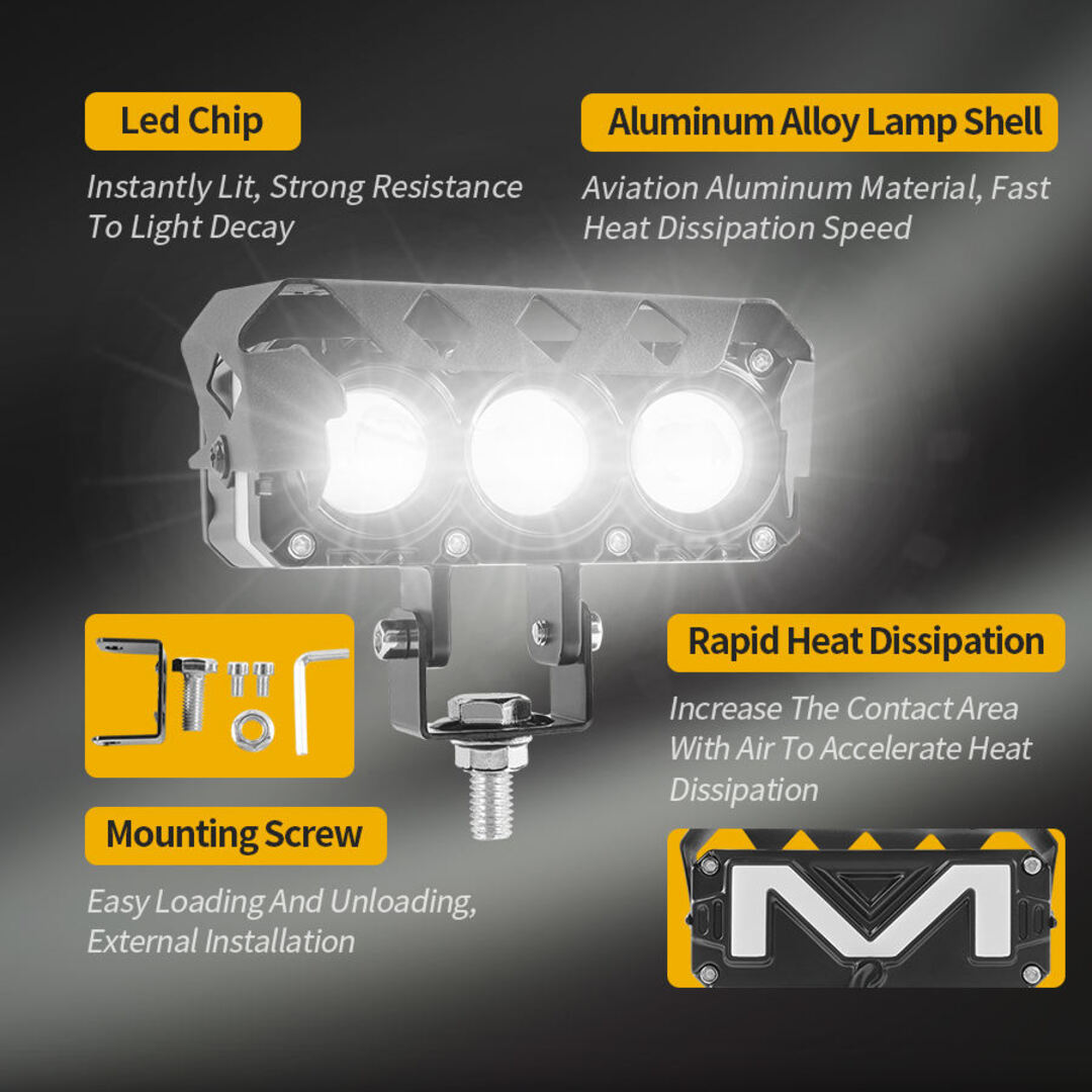 2 Pcs Set Universal HJG 3 SMD Fog Light Dual Color With RGB Function in Metal Body