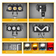 2 Pcs Set Universal HJG 3 SMD Fog Light Dual Color With RGB Function in Metal Body