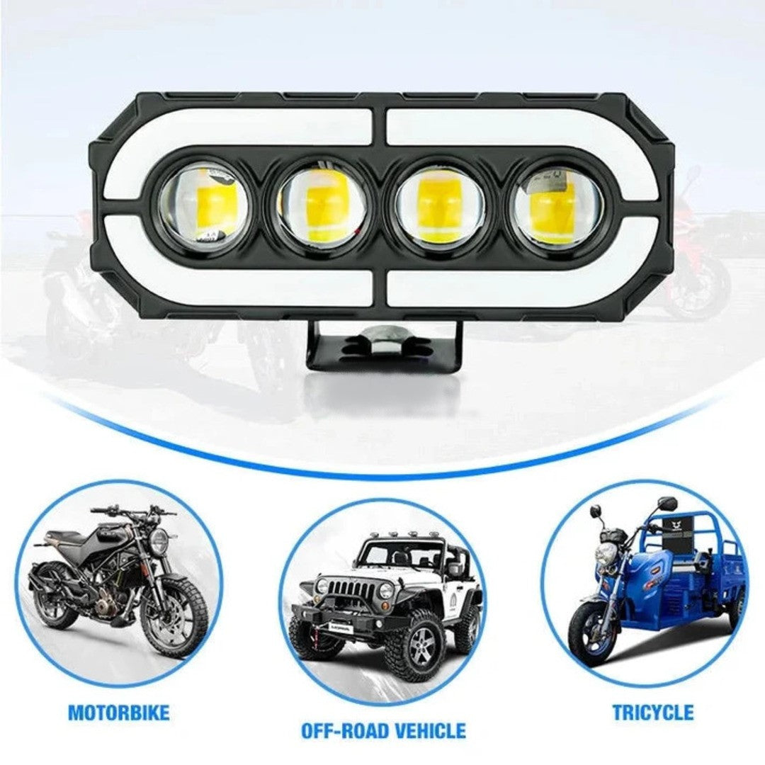 2 Pcs Set Universal HJG 4 SMD Fog Light Dual Color With RGB Function in Metal Body