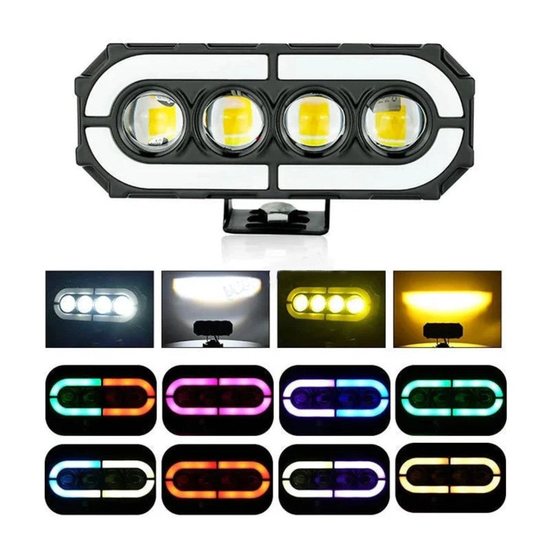 2 Pcs Set Universal HJG 4 SMD Fog Light Dual Color With RGB Function in Metal Body