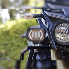 2 Pcs Set Universal HJG Arrow Style Bar Light Square Shape With Yellow / Red DRL For Car & Bikes