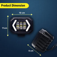 2 Pcs Set Universal HJG Arrow Style Bar Light Square Shape With Yellow / Red DRL For Car & Bikes
