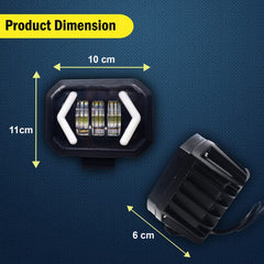 2 Pcs Set Universal HJG Arrow Style Bar Light Square Shape With Yellow / Red DRL For Car & Bikes