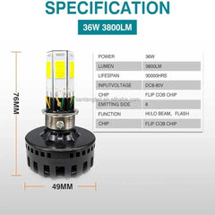 Universal HJG M6 Motorcycle - Bike Headlight LED 35W With Flasher 1 Pc