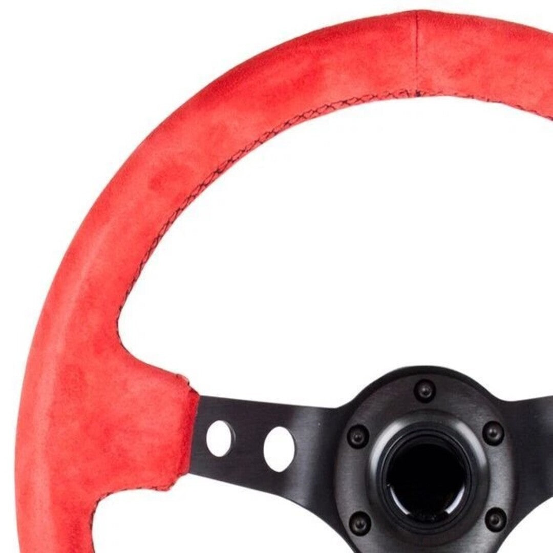 Universal Hand sewing Top Alcantara Steering Wheel Cover 1 Pc (Red)