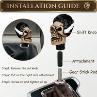 Universal Head Skull Gear Knob Gear Shift Knob Manual Transmission Shifter Lever Stick