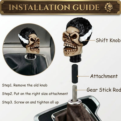 Universal Head Skull Gear Knob Gear Shift Knob Manual Transmission Shifter Lever Stick