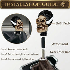Universal Head Skull Gear Knob Gear Shift Knob Manual Transmission Shifter Lever Stick