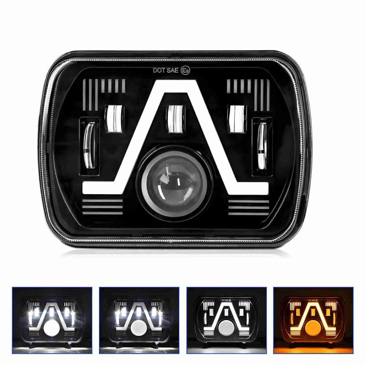 Universal Jeep LED Headlight Projector A Style 5x7 Square Sealed Beam With DRL Hi-Low 2 Pcs Set