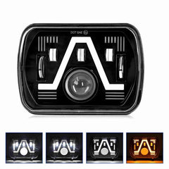 Universal Jeep LED Headlight Projector A Style 5x7 Square Sealed Beam With DRL Hi-Low 2 Pcs Set