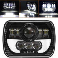 Universal Jeep LED Headlight Projector LED Style 5x7 Square Sealed Beam With DRL Hi-Low 2 Pcs Set