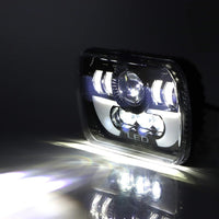 Universal Jeep LED Headlight Projector LED Style 5x7 Square Sealed Beam With DRL Hi-Low 2 Pcs Set