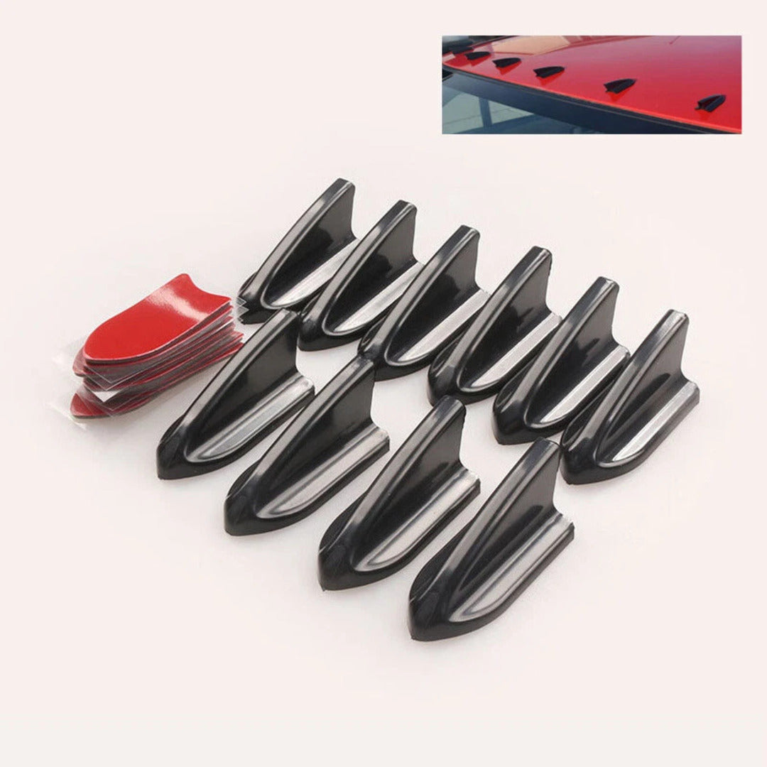 Universal Car Roof Shark Fin Spoiler Wings For Decoration 10 Pcs Set