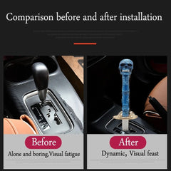 Universal Long Sword Skull Katana Handle Gear Shift Knob Manual Transmission Shifter Lever Stick(Blue)