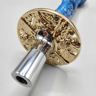 Universal Long Sword Skull Katana Handle Gear Shift Knob Manual Transmission Shifter Lever Stick(Blue)