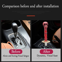 Universal Long Sword Skull Katana Handle Gear Shift Knob Manual Transmission Shifter Lever Stick(Red)