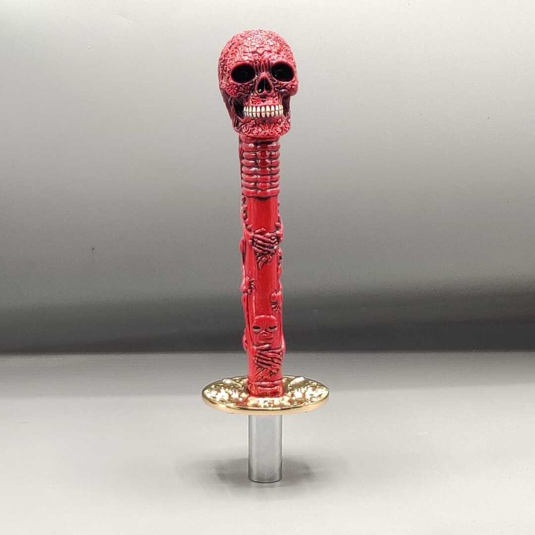 Universal Long Sword Skull Katana Handle Gear Shift Knob Manual Transmission Shifter Lever Stick(Red)