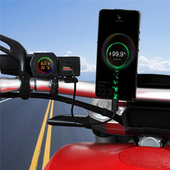 Universal Motorcycle Handlebar Mount Waterproof USB And Type C Charger 12-24V 5V/3.4A With Volt Meter And Temperature 1 Pc
