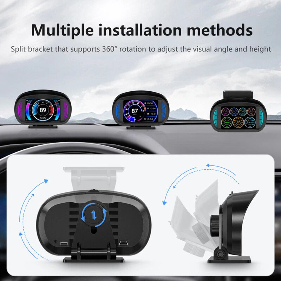Universal P2 OBD2+GPS HUD Gauge Car Digital Head Up Display Speedometer Turbo RPM Alarm 1 Pc