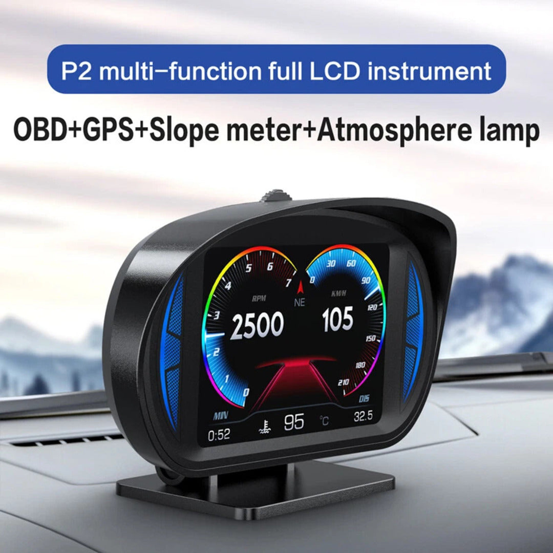 Universal P2 OBD2+GPS HUD Gauge Car Digital Head Up Display Speedometer Turbo RPM Alarm 1 Pc
