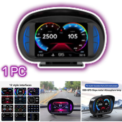 Universal P2 OBD2+GPS HUD Gauge Car Digital Head Up Display Speedometer Turbo RPM Alarm 1 Pc