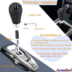 Universal PU Leather 5 Speed Gear Shift Knob Manual Transmission Shifter Lever Stick
