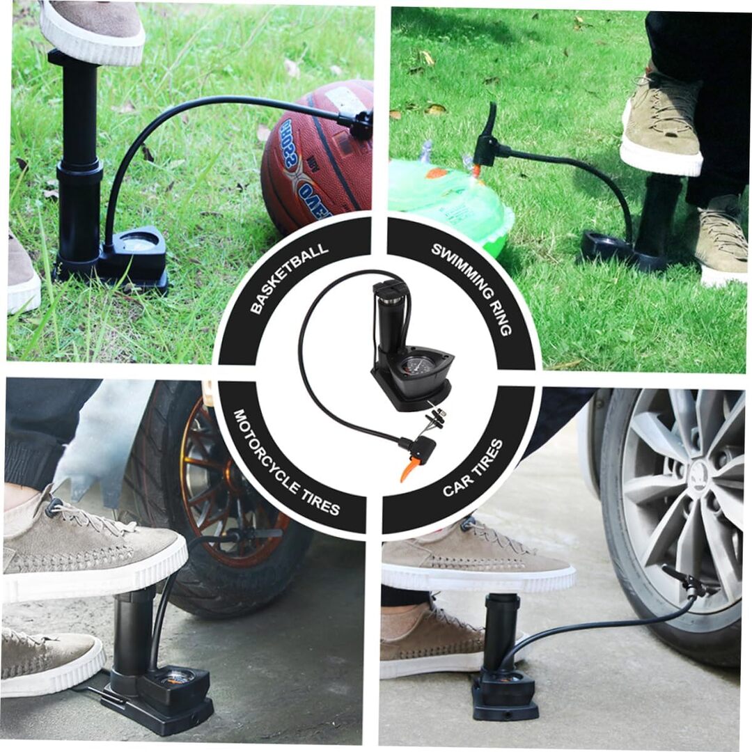 Universal Portable Air Tyre Pressure Pump Single Cylinder Foot Pump For Bike And Car in Premium Quality
